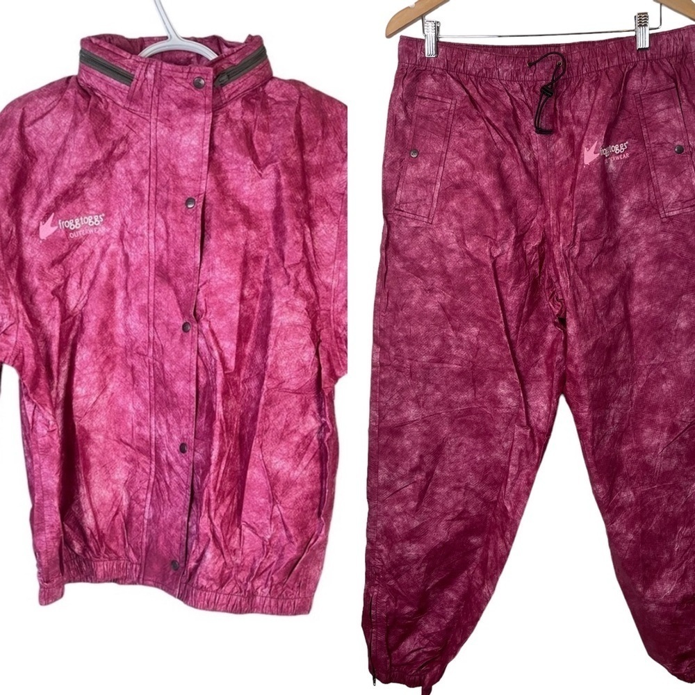 Frogg Toggs Women’s Pink Full Zip Hidden Hood Outdoor Activewear Jacket and Pant